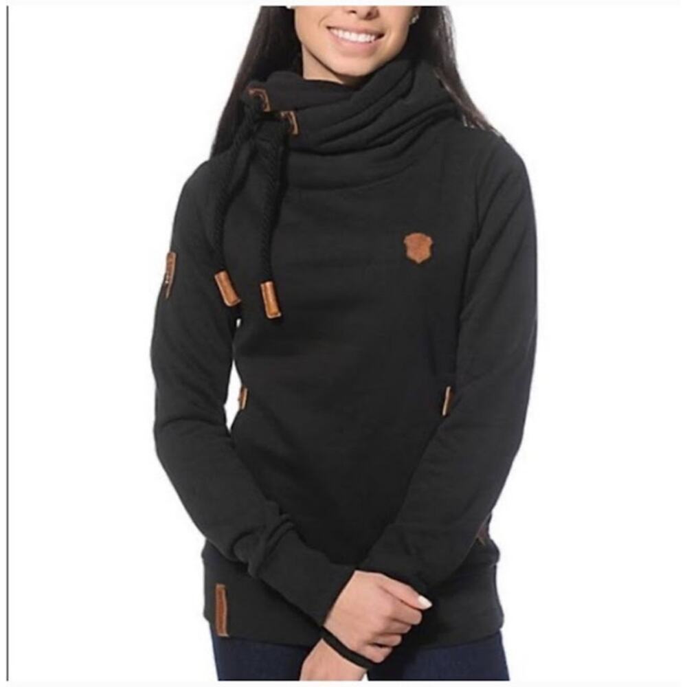 Naketano Black Athletic high neck hoodie pull over sweatshirt size small